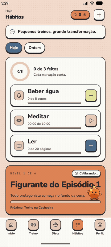 Marcando Hábitos: gravação de tela do Rensei